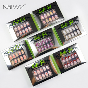 Nailway 30Pcs Court Carré Français Ongles Gel Presse Sur Ongles En Gros Réutilisable <span class=keywords><strong>Faux</strong></span> Ongles - Product Image 6