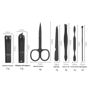 Juego <span class=keywords><strong>de</strong></span> <span class=keywords><strong>manicura</strong></span> <span class=keywords><strong>y</strong></span> <span class=keywords><strong>pedicura</strong></span> <span class=keywords><strong>de</strong></span> acero inoxidable negro <span class=keywords><strong>de</strong></span> 7 piezas, tijeras <span class=keywords><strong>de</strong></span> uñas adecuadas para bebés para el cuidado <span class=keywords><strong>de</strong></span> los pies, herramientas <span class=keywords><strong>de</strong></span> belleza para <span class=keywords><strong>Amazon</strong></span> - Product Image 1