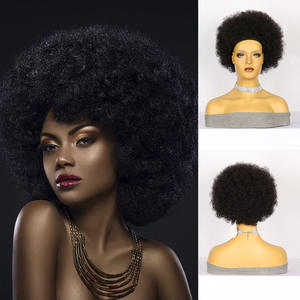 Perruque <span class=keywords><strong>Afro</strong></span> Courte et Bouclée pour Femme de Style Européen et Américain, <span class=keywords><strong>Cheveux</strong></span> Synthétiques Noirs en <span class=keywords><strong>Soie</strong></span> Glacée - Product Image 3
