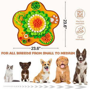 Tappetino per <span class=keywords><strong>cani</strong></span> a forma di fiore 60x60cm, tappetino olfattivo per addestramento, giocattolo per l'alimentazione lenta e masticazione degli animali domestici - Product Image 3