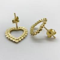 Boucles d'oreilles classiques en forme de cœur plaquées or 14 carats pour femmes, style à fermoir, accessoire de mode