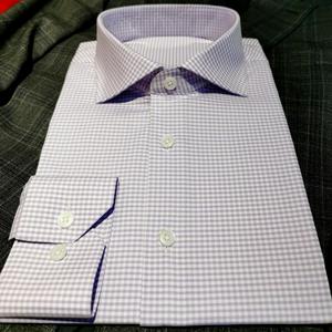 Camisa Formal para Hombre, 100% Algodón, Diseño Geométrico a Cuadros <span class=keywords><strong>Vichy</strong></span> Morado |   Camisetas de Verano Personalizables, Transpirables y Ecológicas - Product Image 1