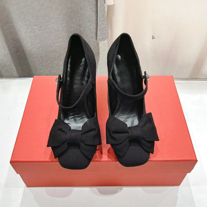 Women Bow Decor Square Toe Mary Jane <b>Pumps</b> Stiletto High Heel Dress Shoes for Wedding Party Evening Prom Date Night Valentinoing - Product Image 1