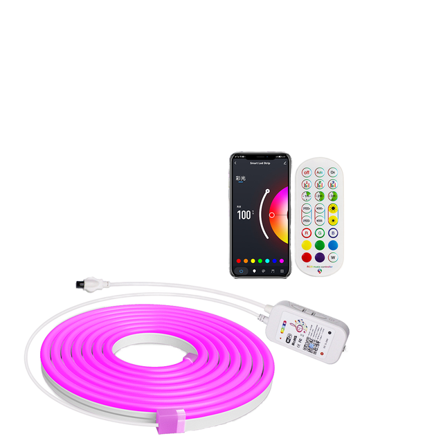 Smart  DC 5V 5M  RGBIC Music Sync LED Neon  Light Bluetooth  Connected Flexible Silicone Magic Color LED Strip Light