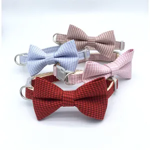 Nhà Máy Bán Hàng Trực Tiếp Tùy Chỉnh Cá Nhân Bền Nylon Chim Sọc Thiết Kế Mèo Cổ Áo Với Bow Tie