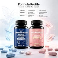 Capsules végétaliennes de soutien hormonal pour l'équilibre du cortisol à base de Myo-D-Chiro Inositol, Berbérine et Ashwagandha, marque privée, OEM