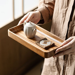 Walnut Wood <b>Tea</b> <b>Tray</b> Rectangular Deep Plate Solid Wood Storage <b>Tray</b> For <b>Tea</b> Set Chinese Retro Serving <b>Tray</b> - Product Image 5