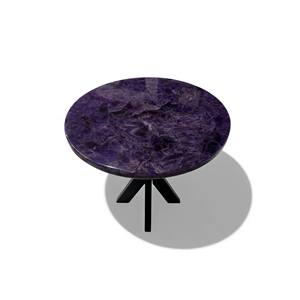 Natural Purple Amethyst Gemstone Round Coffee <b>Table</b> <b>Top</b> Custom Made Bar & <b>Console</b> Countertop Modern Furniture - Product Image 3