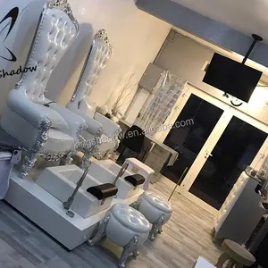 Kingshadow lüks beyaz pedikür sandalyeler kraliyet taht sandalye Spa güzellik tırnak salonu için