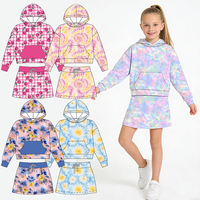 Nouveauté : Ensemble 2 pièces pour bébé fille à manches longues, imprimé personnalisé, sweat à capuche et mini-jupe pour enfants, ensemble confortable pour tous les jours