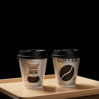 Vasos de Café de Plástico PP IML Premium de 90 mm y 300 ml, Diseño Hueco Plateado Metálico, Esmerilados y Gruesos, con Tapas para Bebidas Frías y Calientes, Logotipo Personalizado
