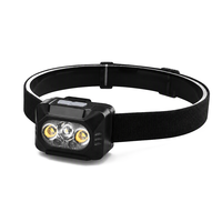 Lampe frontale LED ABS en gros, IP44, rechargeable, avec six modes d'éclairage pour le camping, la pêche, la randonnée, la course à pied et le travail