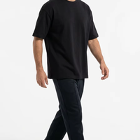 T-shirt Homme Vintage Col Rond en Coton Tricoté 300 GSM, Style Streetwear Hip Hop, Personnalisable avec Broderie, Décontracté