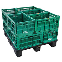 Chiffre d'affaires Maille mobile Pliable Empilable HDPE Stockage Agriculture Oeuf Fruits et Légumes Panier en plastique Caisse