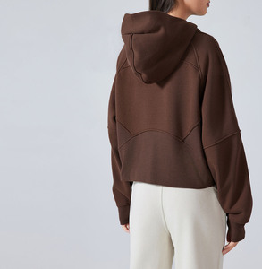 Nuevo abrigo deportivo con capucha y cremallera de lana, sudadera holgada de ocio para mujer, abrigo de Yoga, sudaderas con capucha - Product Image 6