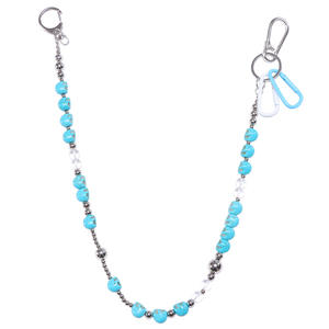 Cadena de cintura con cuentas de calavera azul turquesa para uso casual, material de aleación de zinc, diseño de una sola capa - Product Image 5