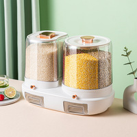 GREENSIDE Boîte de rangement en plastique à cinq grains Compartiment rotatif scellé étanche aux insectes et à l'humidité pour pot de riz scolaire