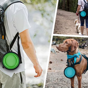 Taşınabilir katlanabilir Pet özel köpek kase yuvarlak kolay taşıma seyahat besleyici küçük hayvanlar için renkli yükseltilmiş kedi köpek tabak - Product Image 2