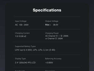 New UP13 AC Charger 200W Dual Channel 2*10A 2-8S High Power Plastic Charging Device For FPV <b>Drones</b> RC Airplane <b>Accessories</b> - Product Image 3