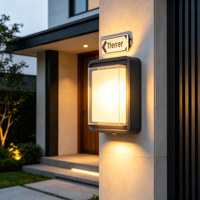 Lampada da Parete LED Moderna a Cubo, Applique da Esterno Impermeabile IP65, Grigio Scuro e Bordo Trasparente, Illuminazione Su/Giù per Hotel e Casa