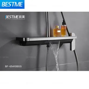 Mirror surface Rain Fall Shower Mixer Set 3-functions black shower taps Wall Mounted shower set