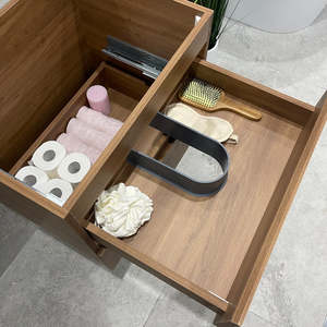 Mueble de Baño Flotante Moderno sin Tiradores, con 2 Cajones de Almacenamiento, para Baños Compactos - Product Image 3