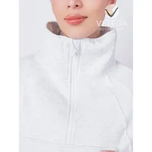 Sweat-shirt de sport léger à demi-zip pour femme Vetega - Polyester, manches longues, style décontracté avec poche - Product Image 4