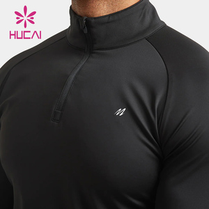 Individuell anpassbares Langarm-Kompressionsshirt für Herren mit Viertel-Reißverschluss, Trichterhals und leichter, muskelbetonter Slim-Fit-Passform für das Fitnessstudio - Product Image 3