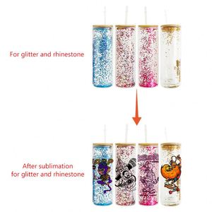 Gobelet droit à double paroi de 20 oz pour sublimation, réutilisable, effet boule à neige, transparent, verre à bière de 12 oz - Product Image 1