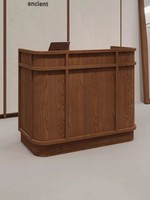 Bureau de réception moderne en MDF Forme lumineuse LED pour magasin de vêtements pour femmes Comptoir de caisse Petit bar Table de paiement