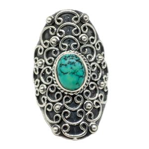Anillo de Cristal de Turquesa Natural Ajustable, Joyería Hecha a Mano para Mujer con Diseño de Piedra Pulida para Uso Casual o Formal con Estilo - Product Image 3
