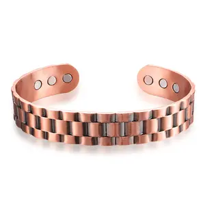 Joyería magnética Venta al por mayor Brazaletes de latón 99.99% Pulsera de cobre sólido para hombres