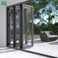 Portes pliantes en aluminium modernes de haute qualité avec vitrage coulissant pour usage extérieur et intérieur, prévention des incendies, isolation thermique