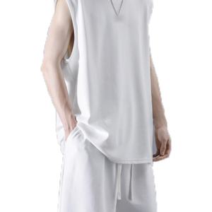 Singlet de sport décontracté pour homme de haute qualité en soie glacée, marque de mode, sans manches, t-shirt d'été, singlet pour homme - Product Image 5