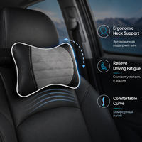 Coussin de Voyage Ergonomique Luxfit Monaco en Mousse à Mémoire de Forme, Lot de 2, en Cuir PU et Velours, pour Appuie-tête de Voiture, avec Ventilation et Soutien