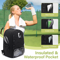 Sac de tennis et de pickleball avec compartiment à chaussures, poche isotherme, conception avec crochet pour clôture, sac à dos de sport pour tennis, pickleball, basketball