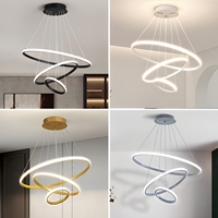 Lustre suspendu LED rond de luxe nordique, or et noir, pour hall d'hôtel, chambre à coucher, escalier, décoration de plafond haut