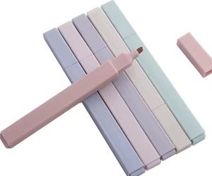 Stylos surligneurs fluorescents <span class=keywords><strong>pastel</strong></span>, ensemble de 6 couleurs, motif floral, pointe fine, écriture fluide - Product Image 1