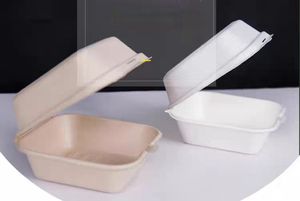LOGO Print Fibra De <span class=keywords><strong>Bagazo</strong></span> Desechable Envasado De Alimentos Caja De Hamburguesa - Product Image 5