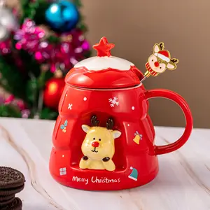 Lovely design Multi color cups Ceramic mug for Christmas holiday