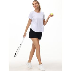 Camiseta Deportiva para Mujer FOXA, Corte Holgado, Manga Corta, Cuello Redondo de Algodón, Dobladillo Asimétrico, Top de Yoga - Product Image 5
