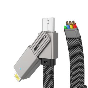 Tối đa 60W Loại C để Loại C Cáp sạc nhanh phổ <span class=keywords><strong>4</strong></span> trong 1 nhanh chóng sạc Cáp <span class=keywords><strong>USB</strong></span> cho tất cả các điện thoại thông minh có thể điều chỉnh góc bên phải - Product Image 2