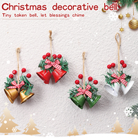 Décorations de Noël, cloche double, décoration de vitrine, pendentif pour sapin de Noël, accessoires de bricolage, cloche en métal, ornement suspendu