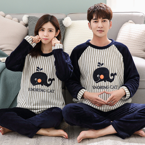 Pijamas de franela de manga larga para parejas, ropa de dormir de invierno directa de fábrica, nuevo diseño - Product Image 3