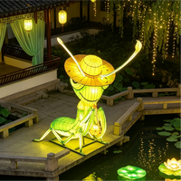 Huayi Laternen Handgefertigte Maßgeschneiderte Mantis Stahl-/Eisendraht Farbige Laterne - Langlebig Wasserdicht für Wald-Themen-Events