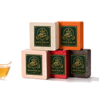 Boîte carrée en fer blanc pour thé Dragon Pearl avec plateau noir, recyclable, écologique, stockage de thé, logo personnalisé, directement de l'usine, hermétique
