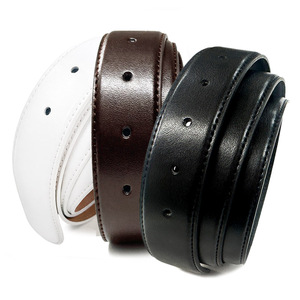 Sangle de ceinture de remplacement en cuir de vachette véritable, fabriquée en Corée, 33 mm, 5 trous, plate, 110 cm, sans boucle, modèle 5H-33-110-Plate, unisexe, pour affaires - Product Image 5