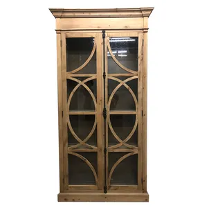 Luxury display cabinet modern solid wood office book shelves bookcase with glass doors models