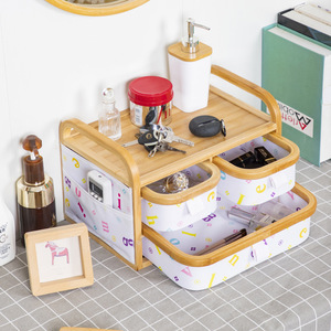 Taoya Bamboo Fabric Cosmetic <b>Storage</b> <b>Box</b> With <b>Drawers</b> Japanese Style Desktop Organizer 10-20L Makeup <b>Storage</b> - Product Image 1