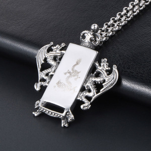 Collar con Colgante de Dragón de Acero de Titanio para Hombre, Estilo Chino Retro, Alma de Dragón Poderosa SP231 - Product Image 3